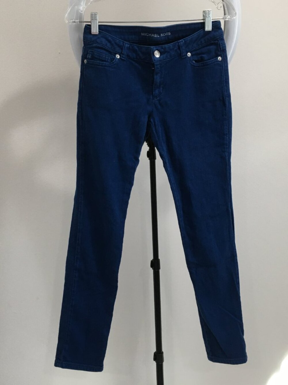 MICHAEL KORS Petite Blue Silver Logo Hardware 5 Pocket Crop/Ankle Jeans